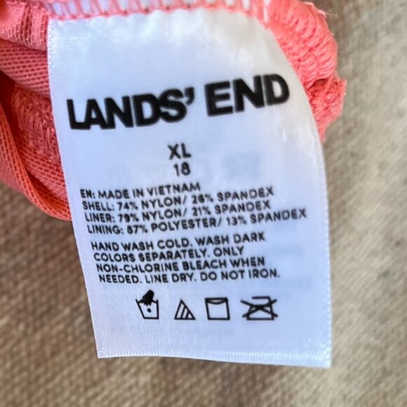 Lands End Woman's Plus-Size Coral Pink Summer V-Neck One-Piece Swimsuit Sz 18 - Picture 10 of 12